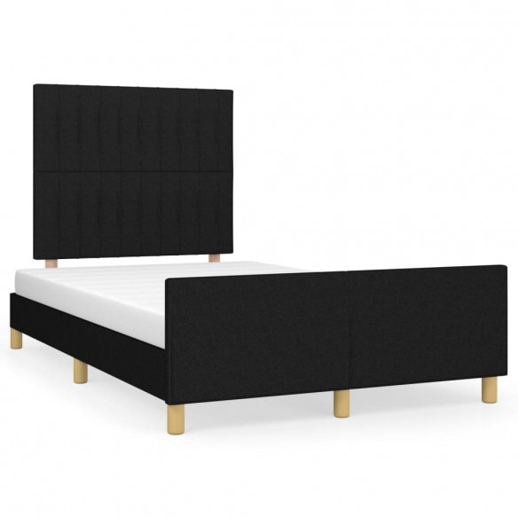 Lit avec tête de lit noir 120x190 cm tissu