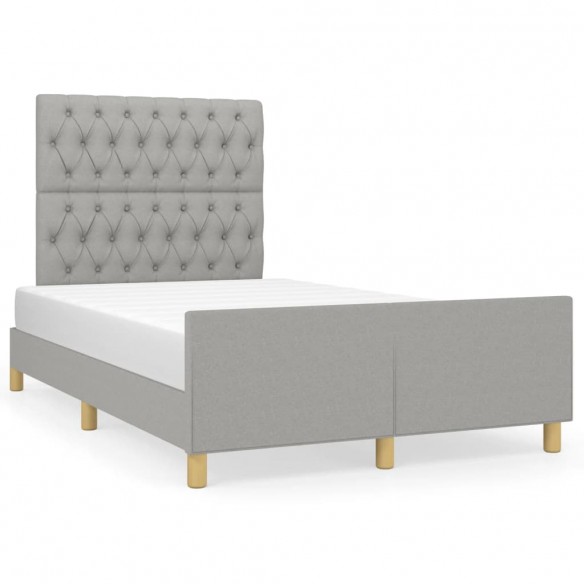 Lit avec tête de lit gris clair 120x190 cm tissu