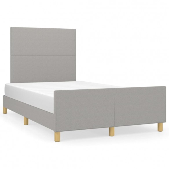 Lit avec tête de lit gris clair 120x190 cm tissu