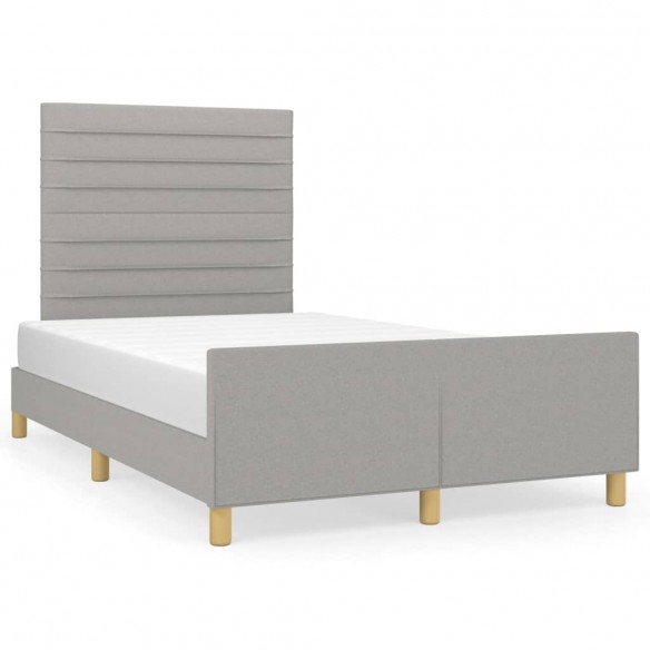 Lit avec tête de lit gris clair 120x190 cm tissu