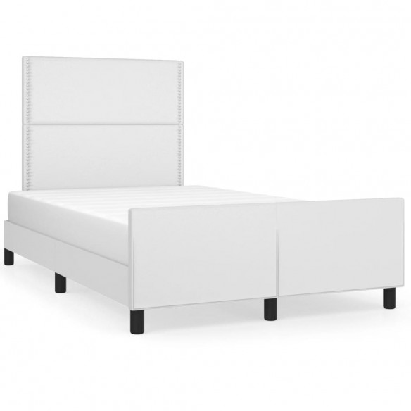 Lit avec tête de lit blanc 120x190 cm similicuir