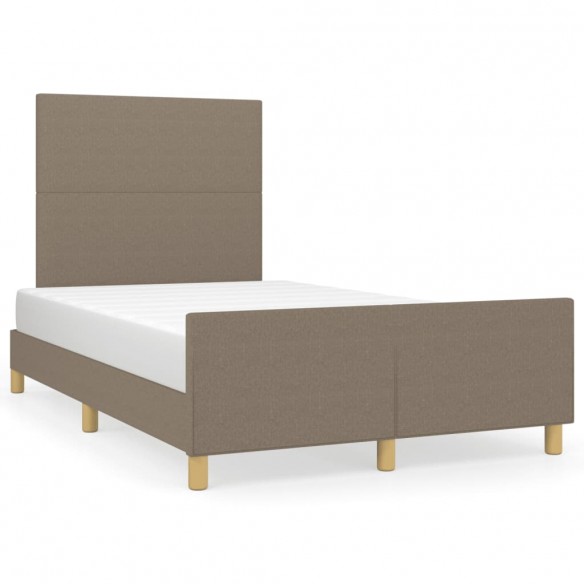 Lit avec tête de lit taupe 120x190 cm tissu