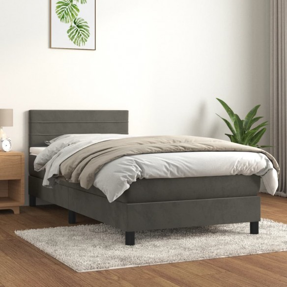 Lit avec matelas Gris foncé 100x200 cm