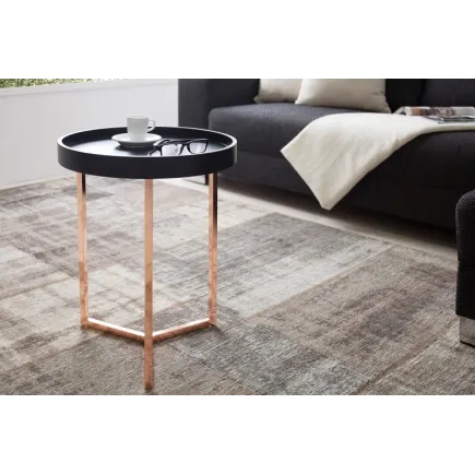 Table d'appoint design en bois noir / métal cuivré 2