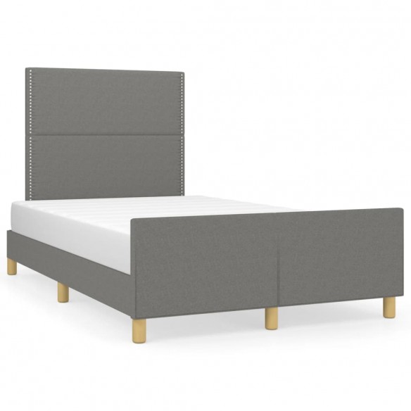 Lit avec tête de lit gris foncé 120x190 cm tissu