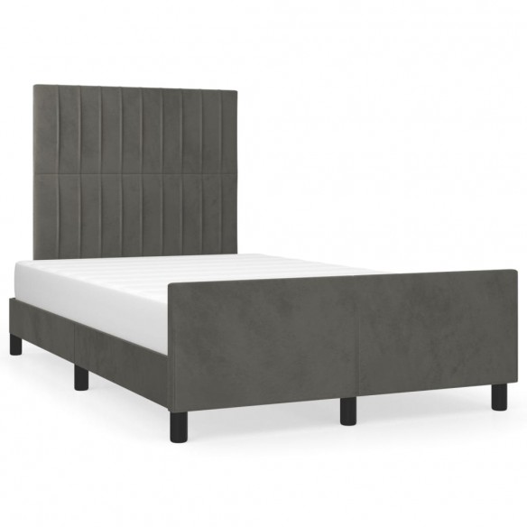 Lit avec tête de lit gris foncé 120x190 cm velours