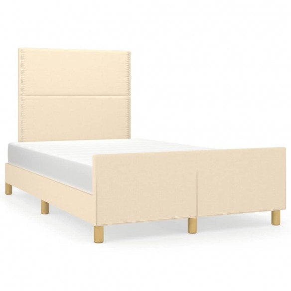 Lit avec tête de lit crème 120x190 cm tissu