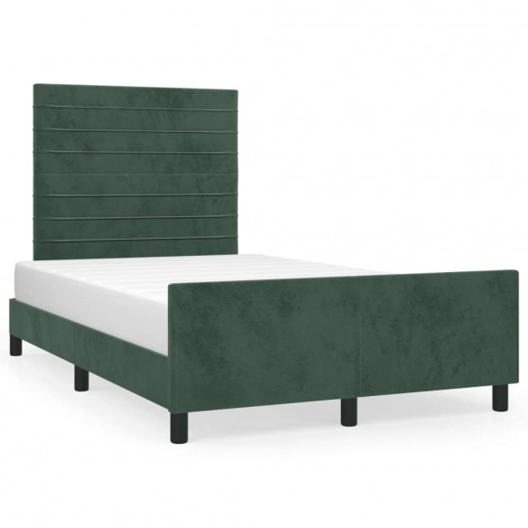 Lit avec tête de lit vert foncé 120x190 cm velours