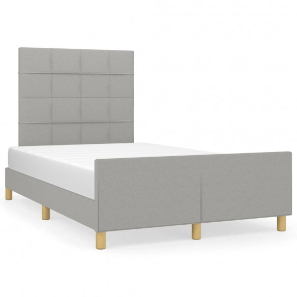Lit avec tête de lit gris clair 120x190 cm tissu