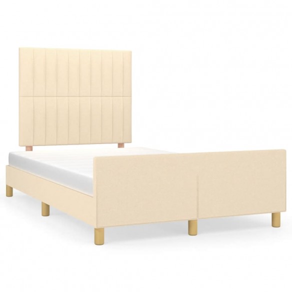 Lit avec tête de lit crème 120x190 cm tissu