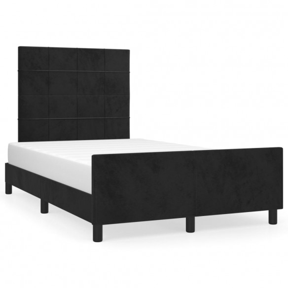 Lit avec tête de lit noir 120x190 cm velours