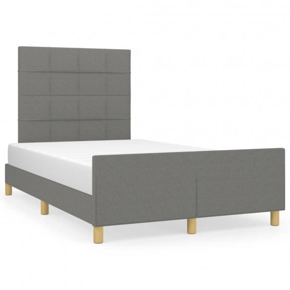 Lit avec tête de lit gris foncé 120x190 cm tissu