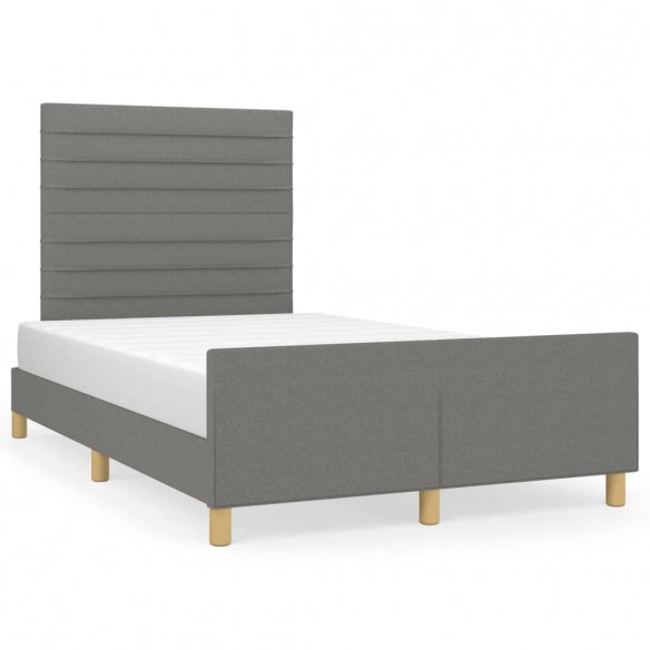 Lit avec tête de lit gris foncé 120x190 cm tissu