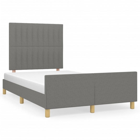 Lit avec tête de lit gris foncé 120x190 cm tissu