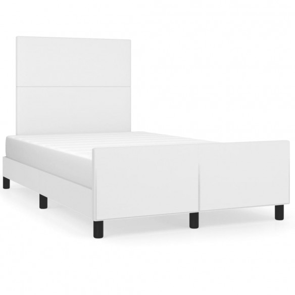 Lit avec tête de lit blanc 120x190 cm similicuir