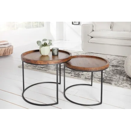 Tables d'appoint GIGOGNE en bois massif et métal