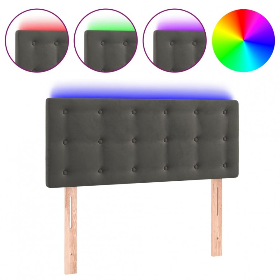 Tête de lit à LED Gris foncé 100x5x78/88 cm Velours