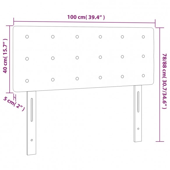 Tête de lit à LED Gris foncé 100x5x78/88 cm Velours