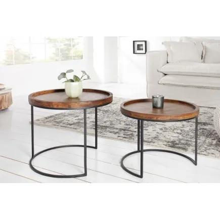 Tables d'appoint GIGOGNE en bois massif et métal 2