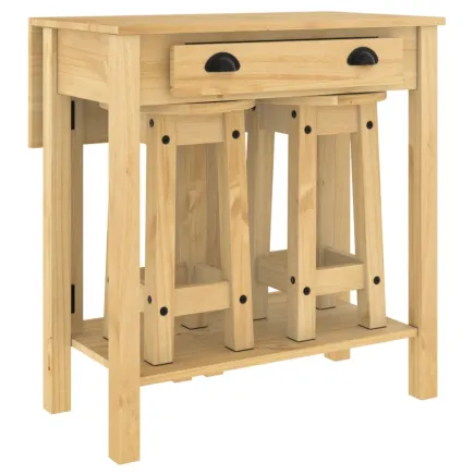 Ensemble de bar 3 pcs bois de pin massif 2