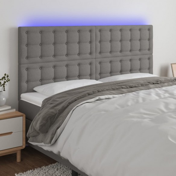 Tête de lit à LED Gris foncé 200x5x118/128 cm Tissu