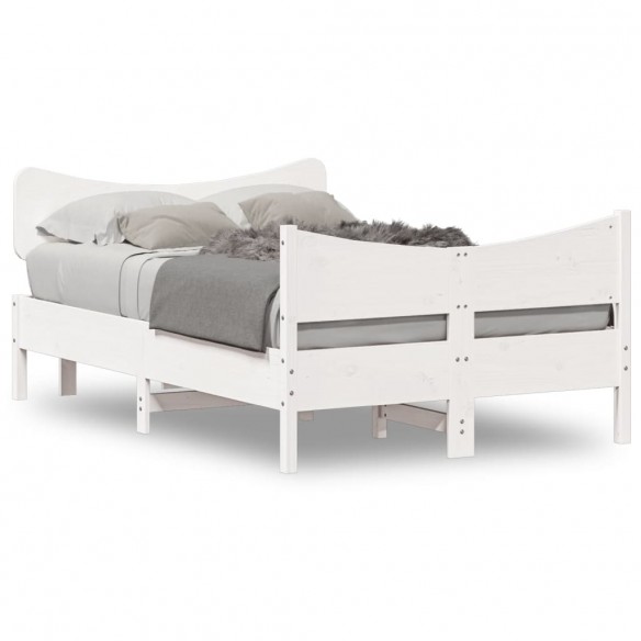 Lit avec tête de lit blanc 120x190 cm bois pin massif