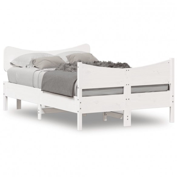 Lit avec tête de lit blanc 120x200 cm bois pin massif