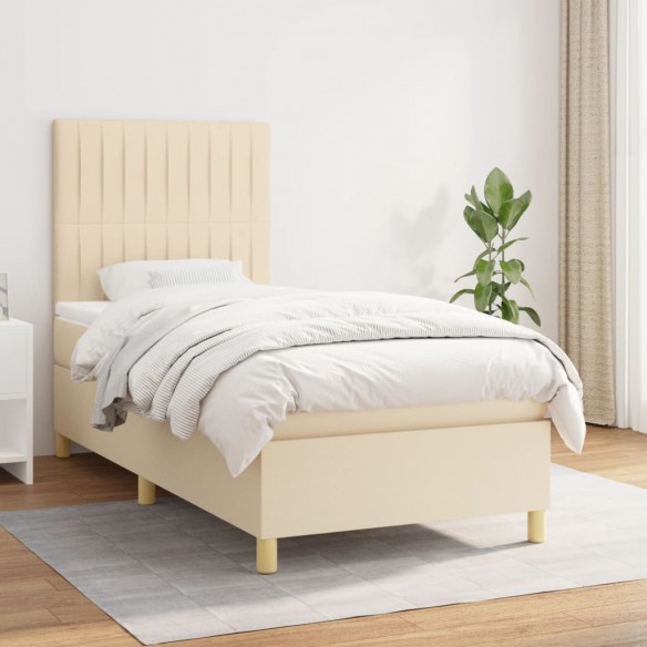 Lit avec matelas Crème 80x200 cm Tissu