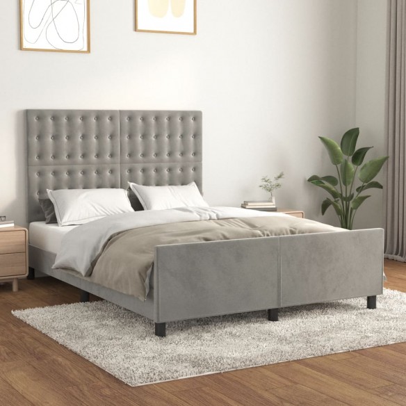 Lit avec tête de lit Gris clair 140x200 cm