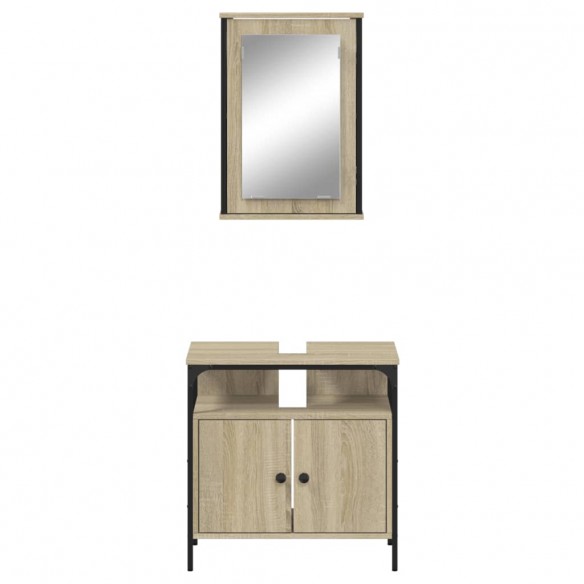 Ensemble de meubles de salle de bain 2 pcs chêne sonoma