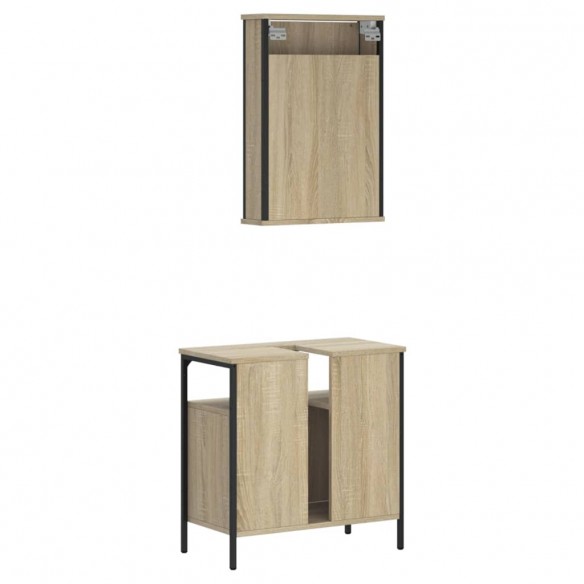 Ensemble de meubles de salle de bain 2 pcs chêne sonoma