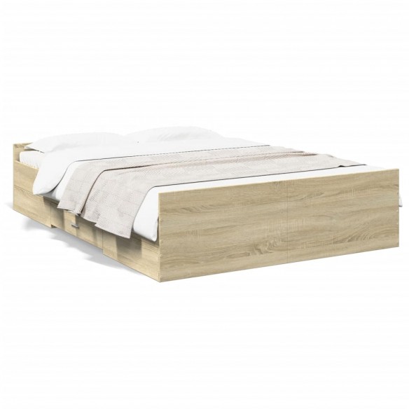 Lit et tiroirs chêne sonoma 140x190 cm bois ingénierie
