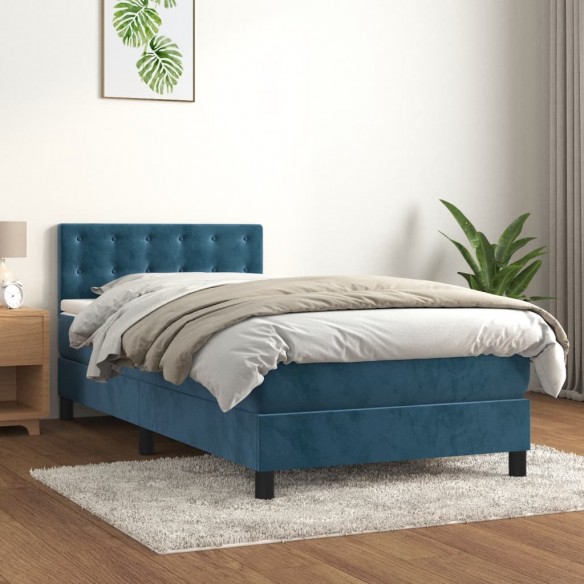 Lit avec matelas Bleu foncé 100x200 cm