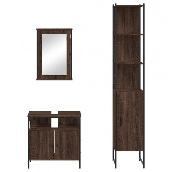 Ensemble de meubles de salle de bain 3 pcs Chêne marron