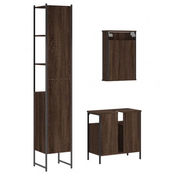 Ensemble de meubles de salle de bain 3 pcs Chêne marron