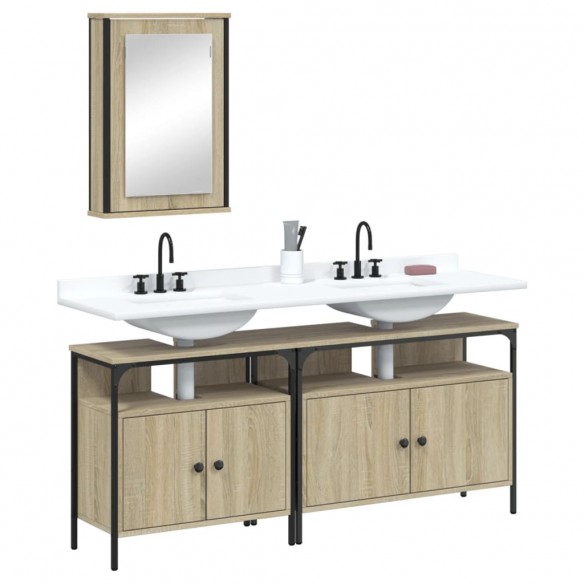 Ensemble de meubles de salle de bain 3 pcs chêne sonoma