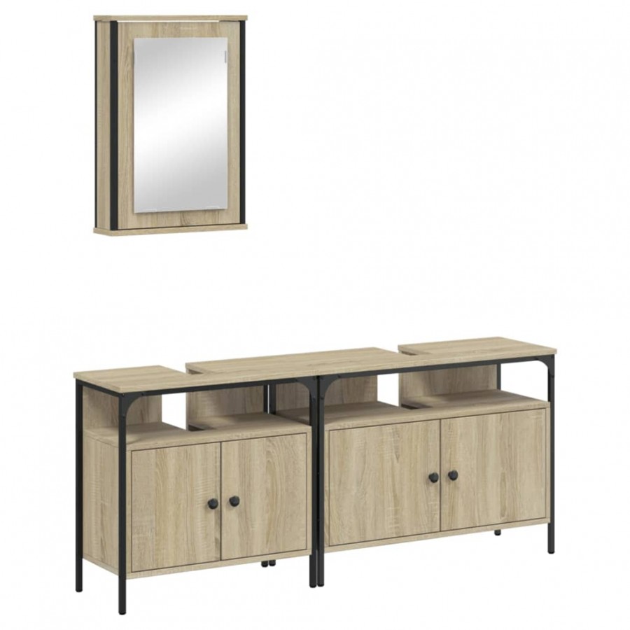 Ensemble de meubles de salle de bain 3 pcs chêne sonoma