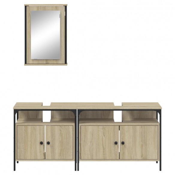 Ensemble de meubles de salle de bain 3 pcs chêne sonoma