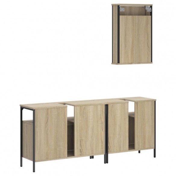 Ensemble de meubles de salle de bain 3 pcs chêne sonoma