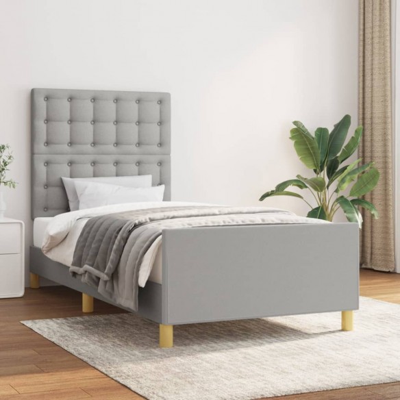 Lit avec tête de lit Gris clair 80x200 cm Tissu