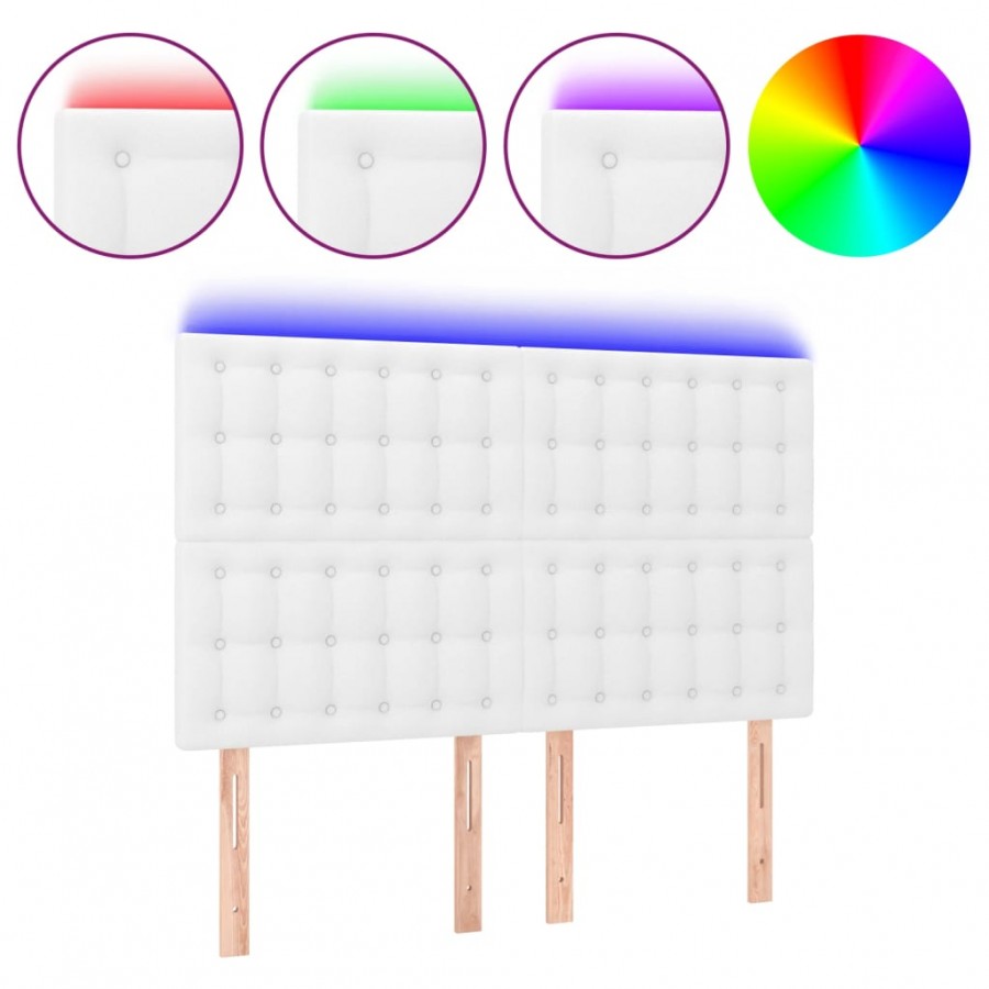 Tête de lit à LED Blanc 144x5x118/128 cm Similicuir