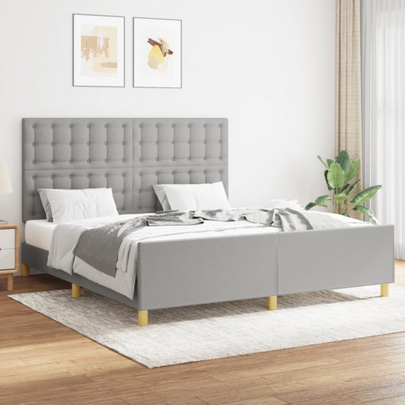Lit avec tête de lit Gris clair 160x200 cm Tissu