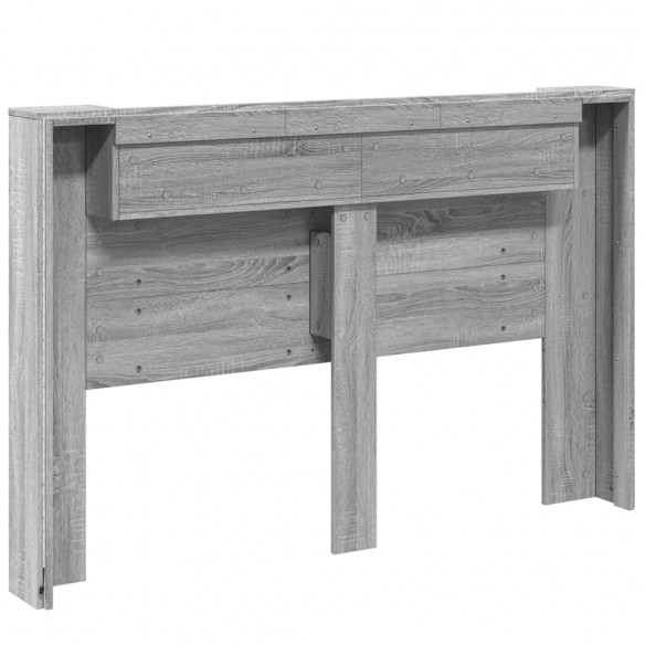 Armoire tête de lit avec LED sonoma gris 160x16,5x103,5 cm