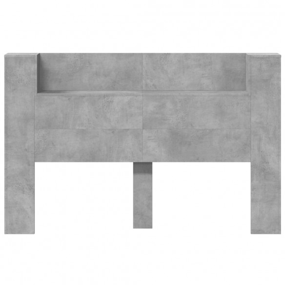 Armoire tête de lit avec LED gris béton 160x16,5x103,5 cm