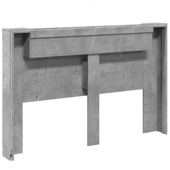 Armoire tête de lit avec LED gris béton 160x16,5x103,5 cm