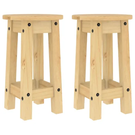 Tabourets de bar lot de 2 bois massif de pin 2