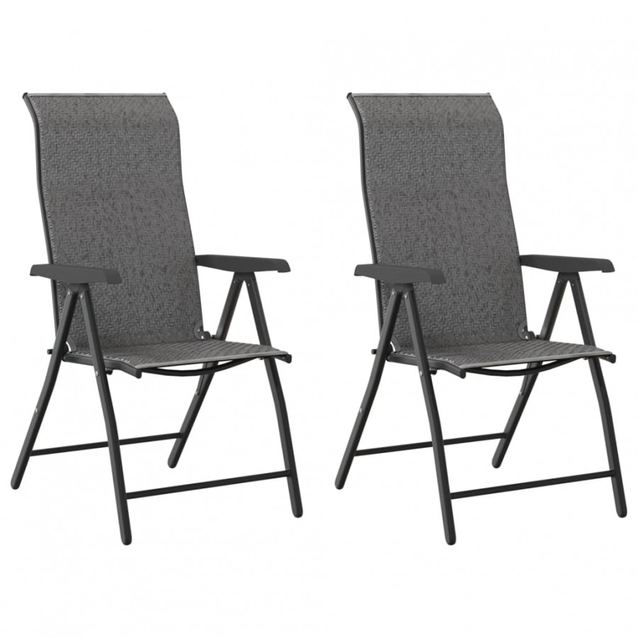 Chaises pliables de jardin 2 pcs gris résine tressée