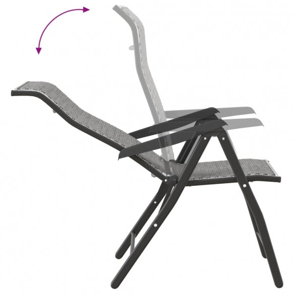 Chaises pliables de jardin 2 pcs gris résine tressée