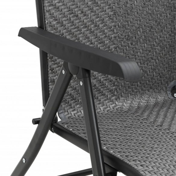 Chaises pliables de jardin 2 pcs gris résine tressée