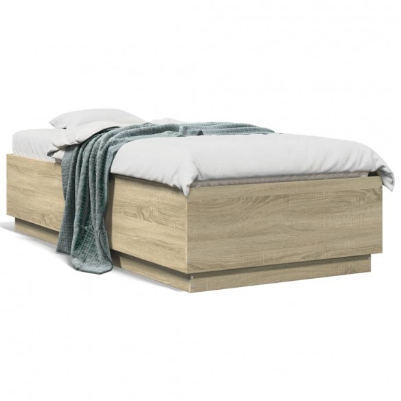 Lit chêne sonoma 75x190 cm bois d'ingénierie